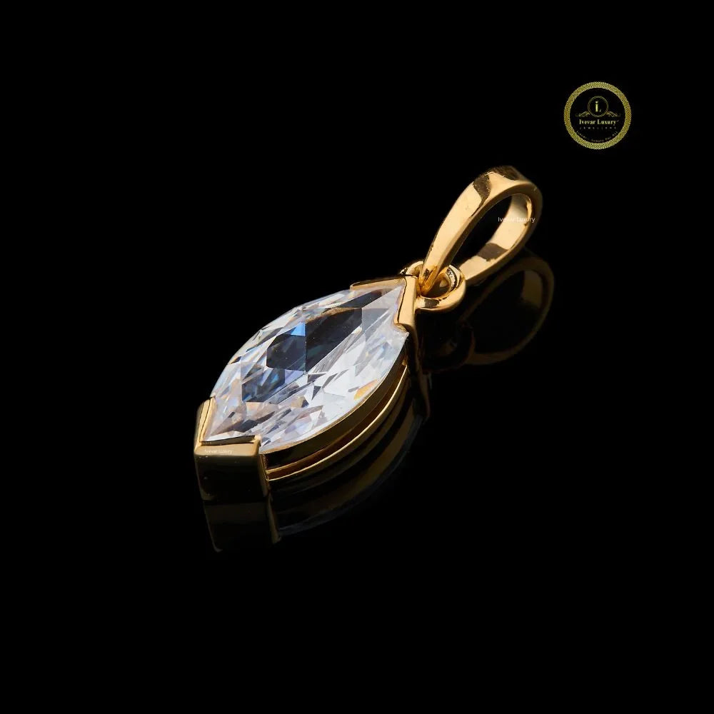 Custom Marquise Lab Grown Diamond Solitaire Pendant - View 4