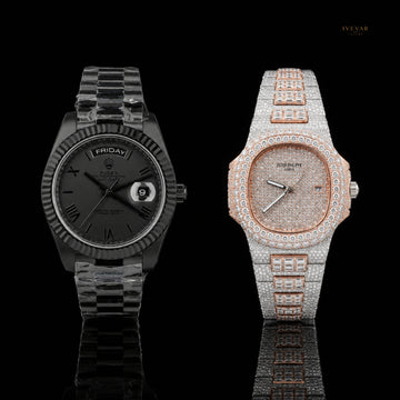 Elite Diamond Inspired and Midnight Black Watch Collection Royal Luxe Timepiece Set By Ivevar