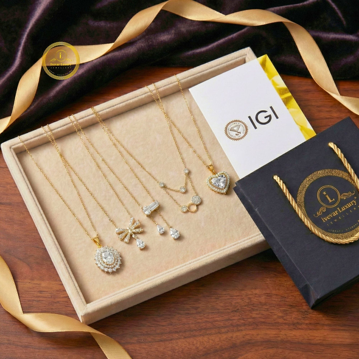 Twisted Infinity Bar Moissanite Diamond Pave Necklace - View 11