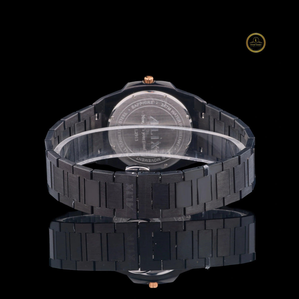 Black & Rose Gold Diamond Bezel Men's Watch - View 4