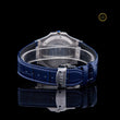 Luxury Diamond-Set Blue Dial Bezel Diamond Blue Leather Strap Watch - View 4