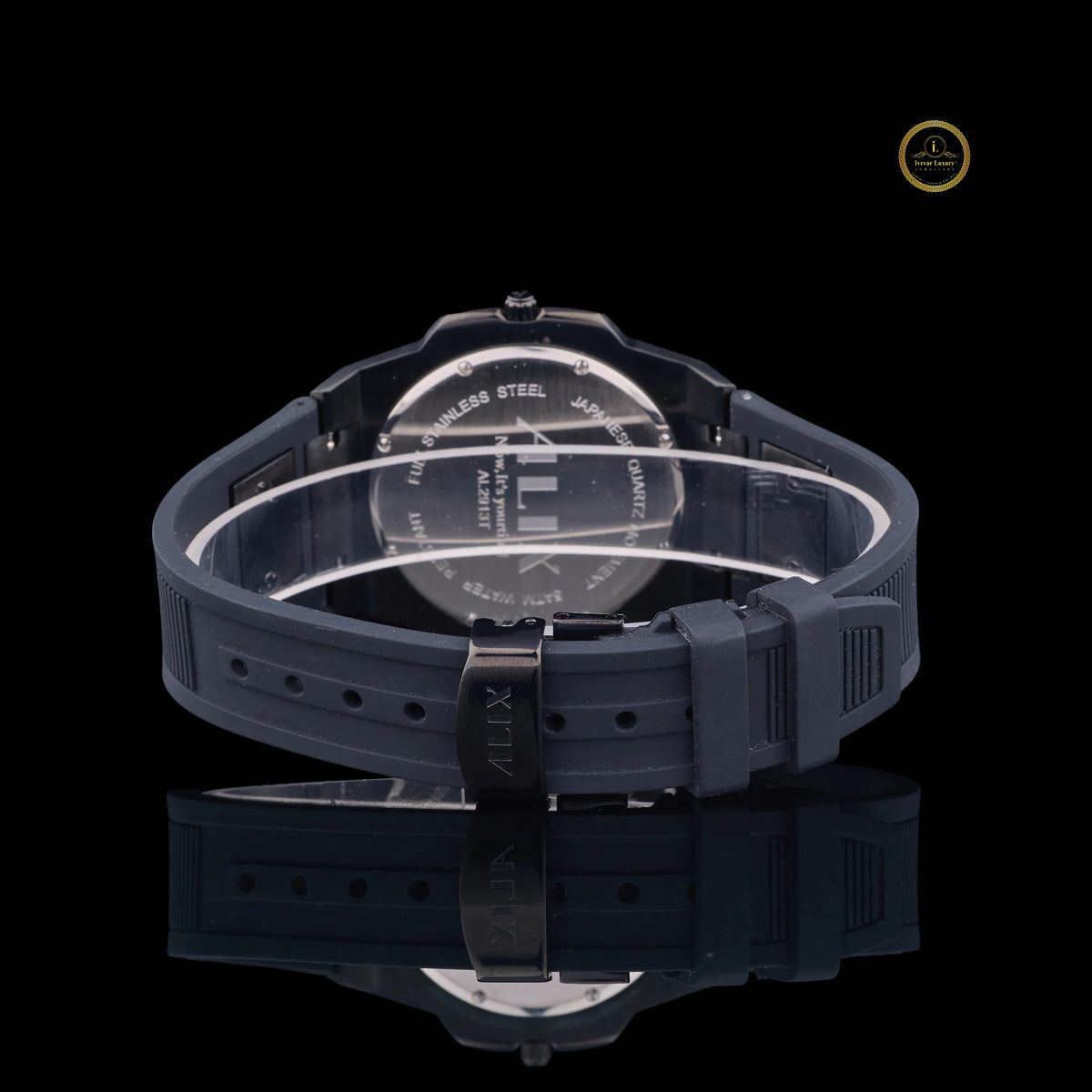Black Diamond Bezel Minimalist Rubber Strap Men's Watch - View 4
