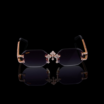 Luxury Custom Diamond Glasses with Artistic Iced Center Design