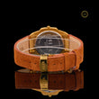 Gold Diamond Bezel Brown Suede Strap Men's Watch - View 4