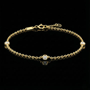 Three Bezel Set Round Lab Diamond Station Bracelet