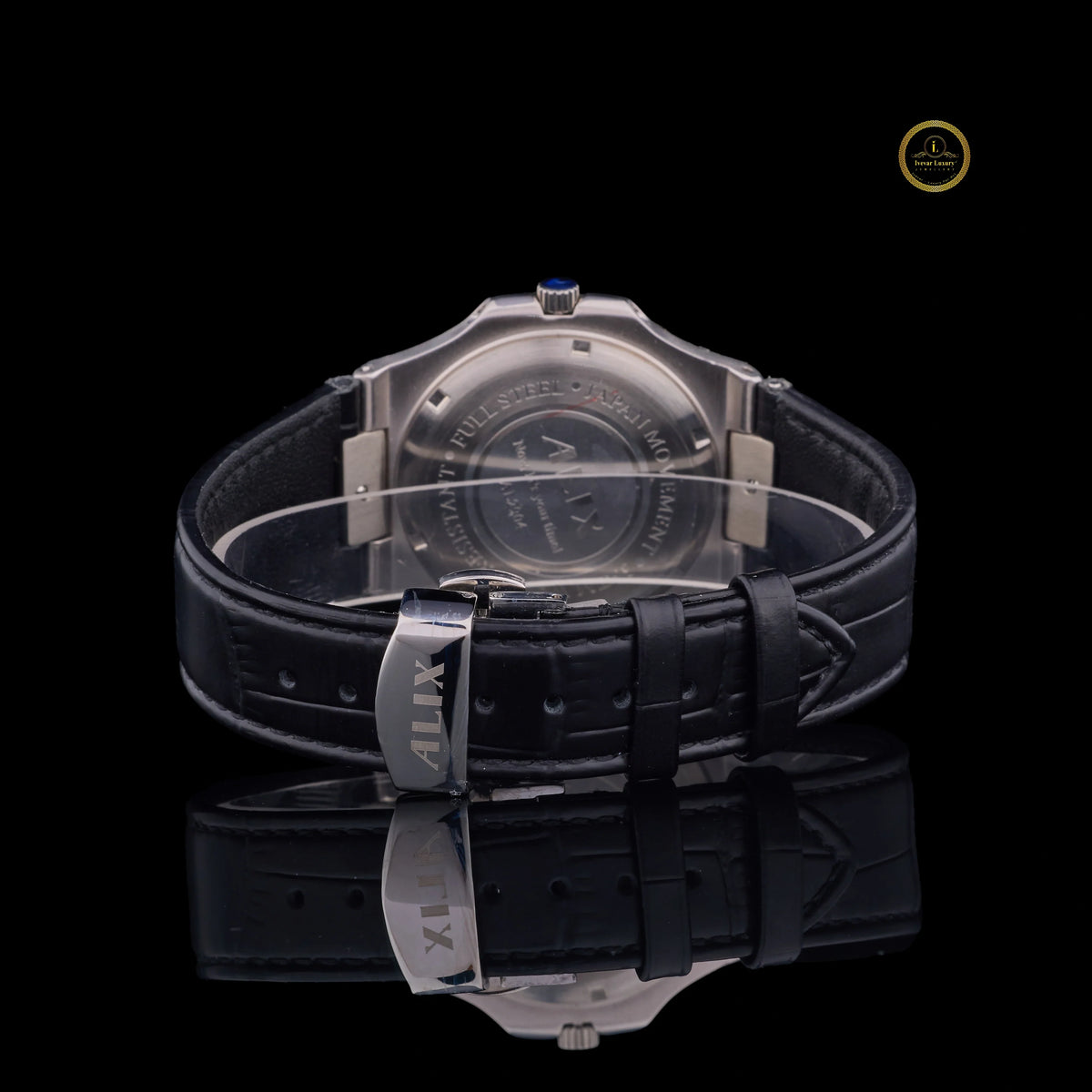 Luxury Diamond-Set Black Dial Bezel Diamond Leather Strap Watch - View 4