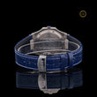 Blue Dial Diamond Bezel Watch with Leather Strap - View 4