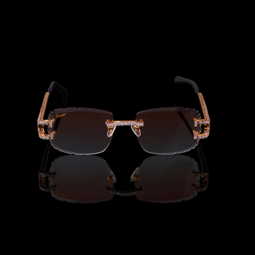 Luxury Custom Diamond Sunglasses Rimless Round Rose Gold Eye wear By Ivevar