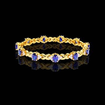 Oval Blue Lab Diamond Sapphire Infinity Link Bracelet