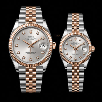 Ivevar Royal Rose Gold Diamond Date Collection Luxury His & Hers Automatic Timepieces with Timeless Elegance