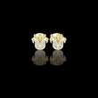Regal Quartet Round Lab Diamond Stud Earrings with Sculpted Crest Design
