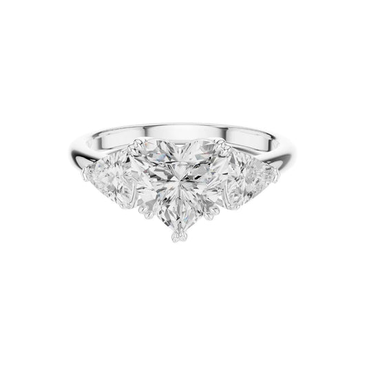 Sparkling Heart Three Stone Lab Diamond Ring - View 2