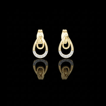Iconic Loop Round Lab Diamond Stud Earrings with Interlinked Teardrop Elegance