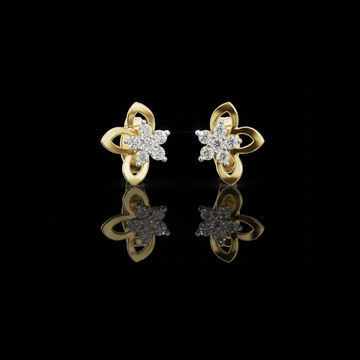 Celestial Floral Knot Round Lab Diamond Stud Earrings with Cluster Petals