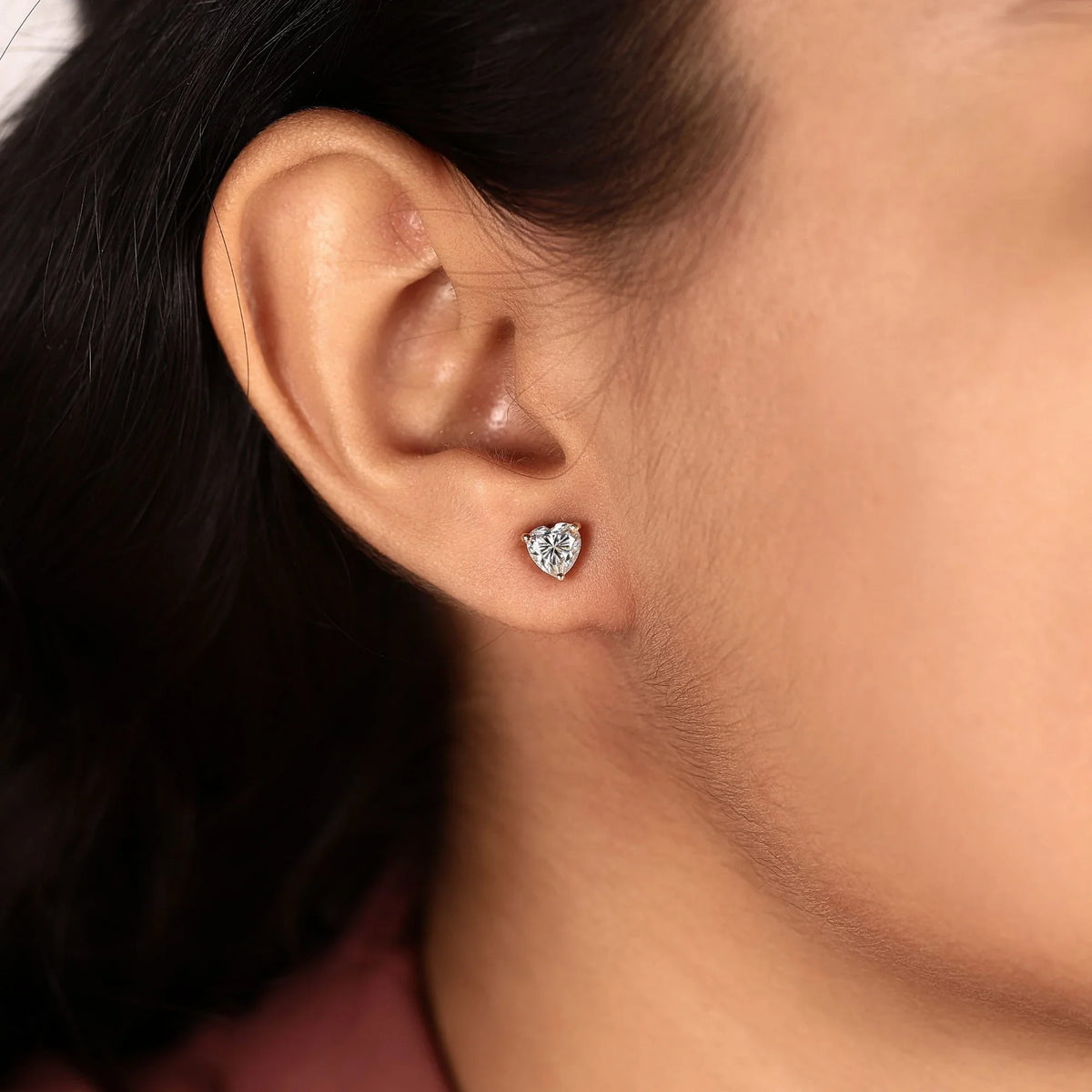 Heart Shape Moissanite Diamond Stud Earring For Love - View 5