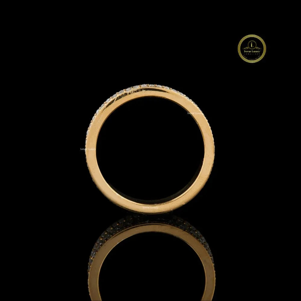 Emerald Cut Moissanite Diamond Eternity Wedding Band with Side Stones - View 4