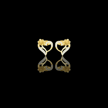 Rose Flower Heart Round Brilliant Cut Lab Diamond Stud Earrings Floral Openwork