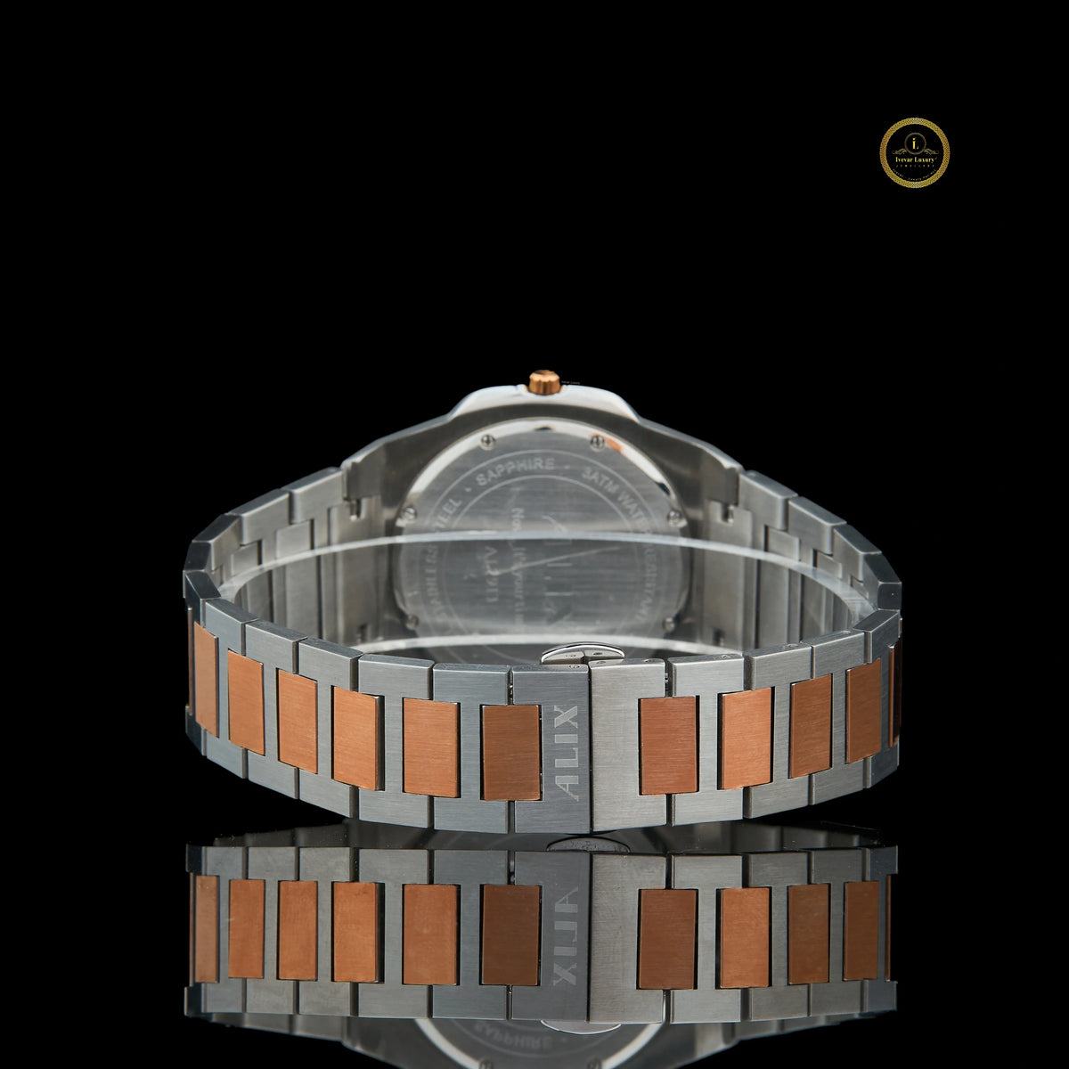 Two-Tone Silver and Rose Gold Ultra Slim Luxury Watch - View 4
