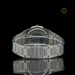 Men's Silver Stainless Steel Watch with Green Dial and Diamond Bezel - View 4