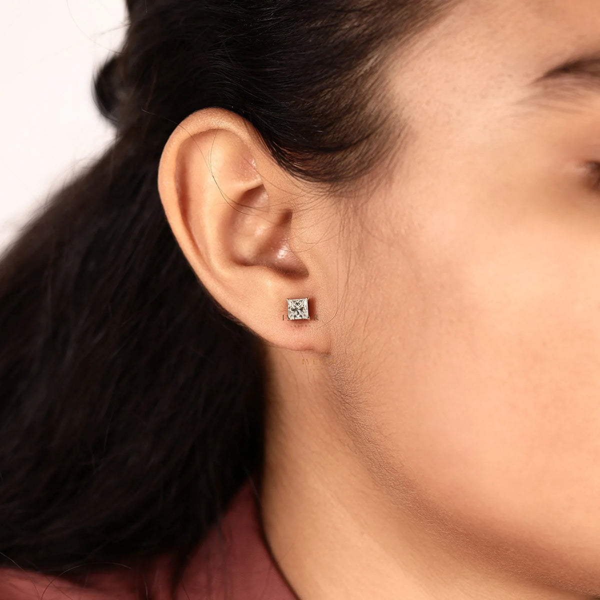 Princess Cut Lab Diamond Stud Earrings For Her - View 5