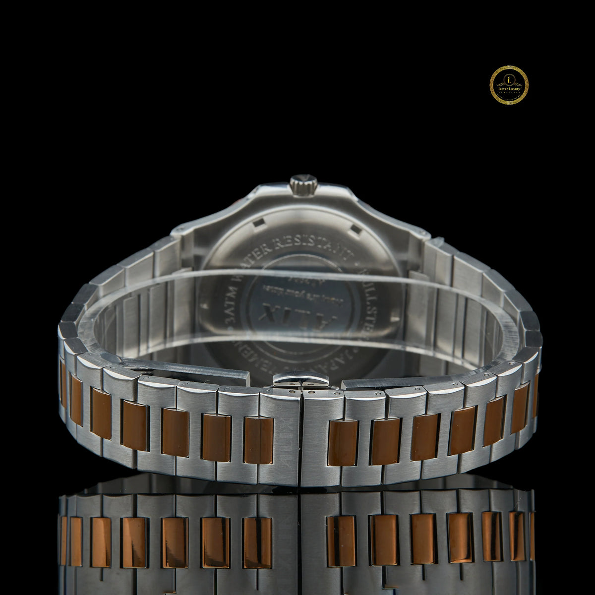 Two-Tone Diamond Bezel Black Dial Sports Watch - View 4