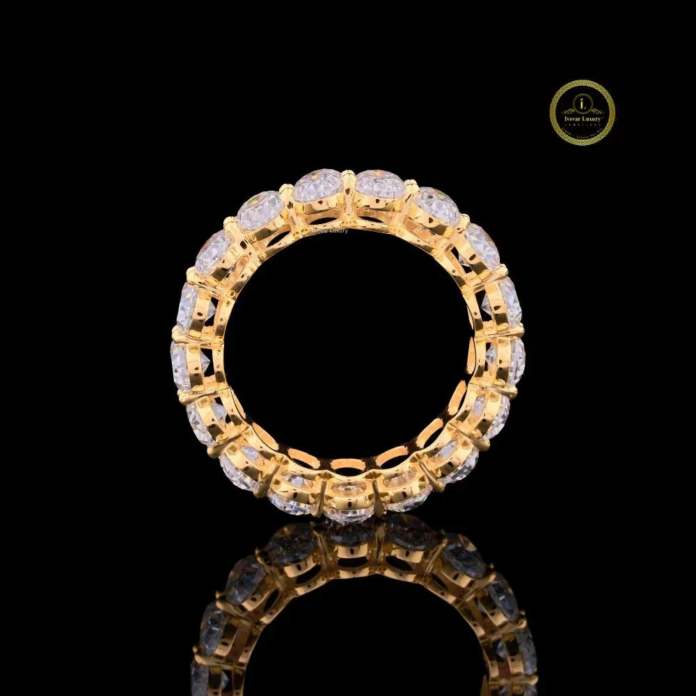 Oval Cut Moissanite Diamond Full Eternity Wedding Band - View 4