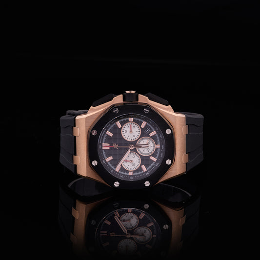 Royal Eclipse Collection Rose Gold Chronograph & Diamond Pavé Luxury Timepiece Duo