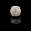 5.30 TCW Majestic Lab Diamond Encrusted Islamic Calligraphy Statement Ring with Emerald Halo Detailing