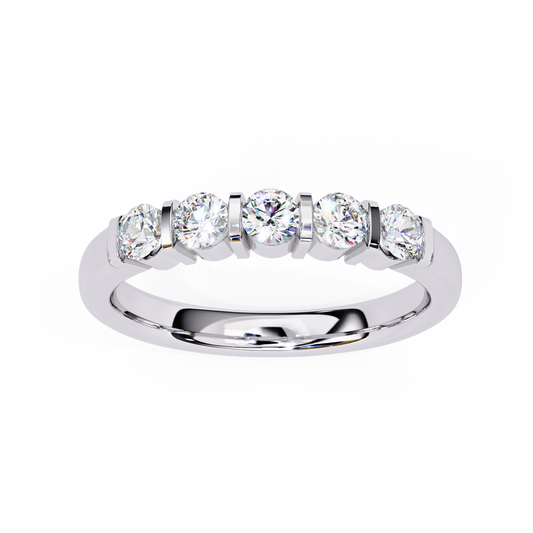 Round Cut Moissanite Diamond Anniversary Band Ring - View 2