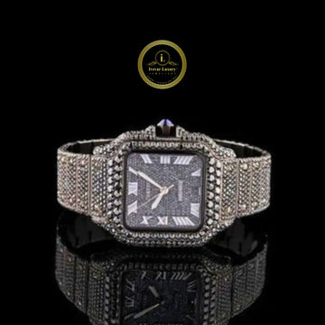Full Iced Out Black Diamond Watch with Pavé Dial & Black Diamond Bezel