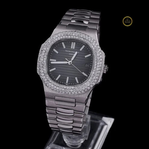 Iced Out Black Dial Watch & Diamond Tennis Bracelet Set