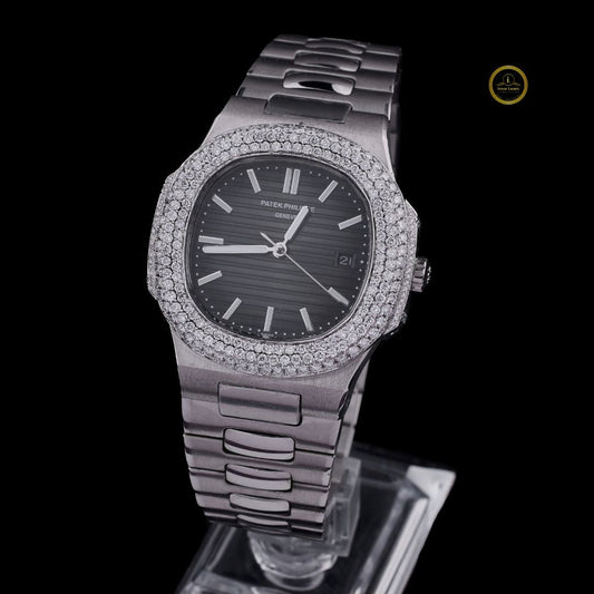Custom Luxury Men’s Watch Lab Diamond Quartz Timepiece in Stainless Steel by Ivevar