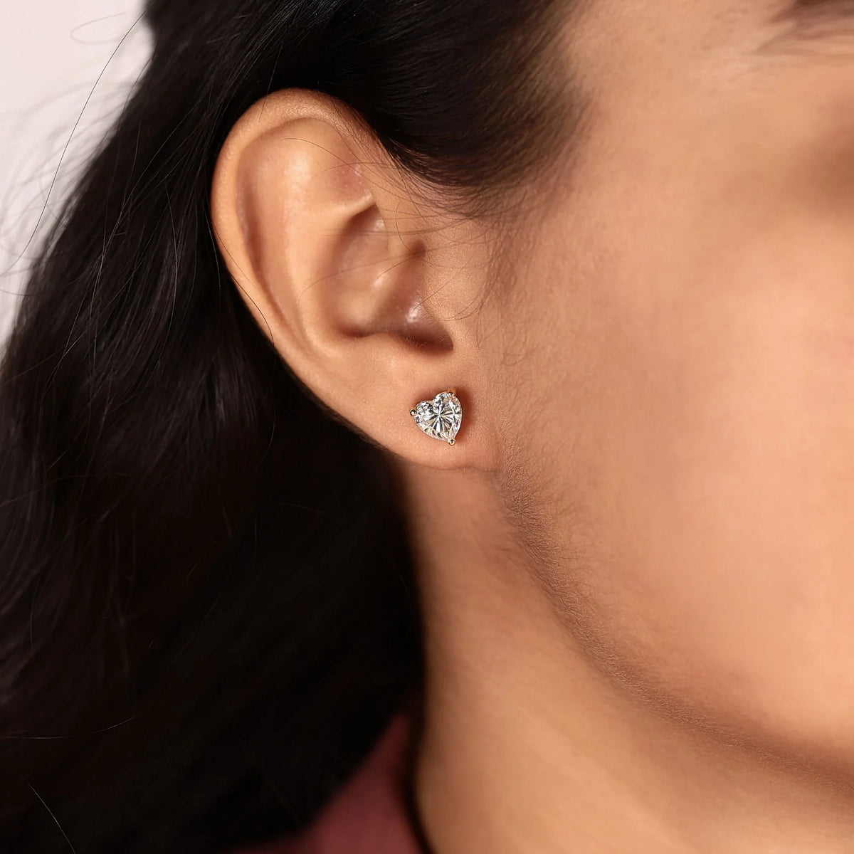 Heart Shape Moissanite Diamond Stud Earring For Love - View 6