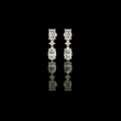 Three Stone Emerald Princess & Oval Moissanite Diamond Linear Drop Earrings