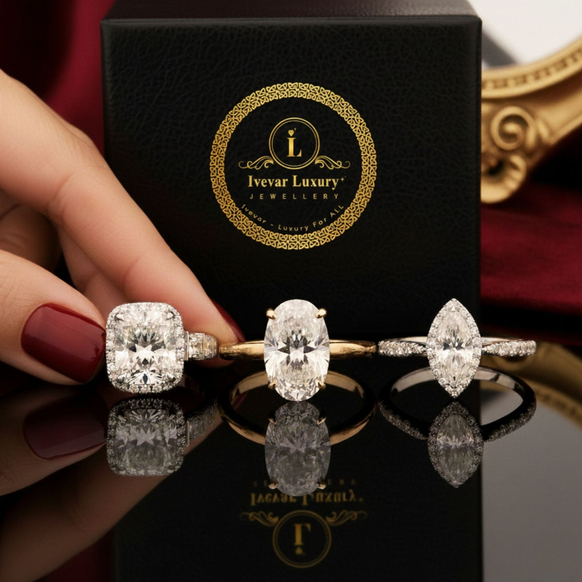 Round Cut Moissanite Diamond Men's Geometric Double Pave Crest Engagement Ring - View 13