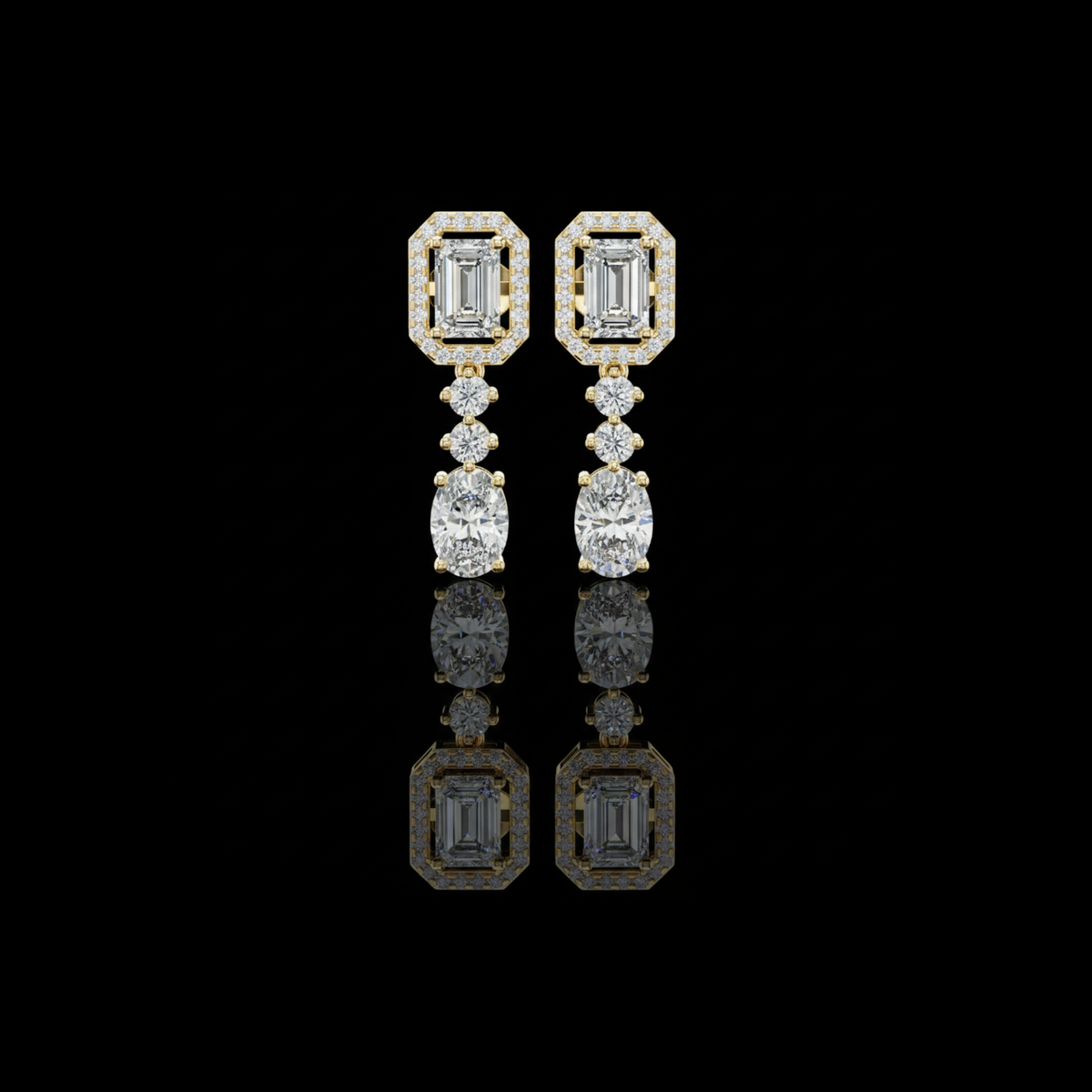 Exquisite Art Deco Inspired Moissanite Diamond Drop Earrings with Cascading Brilliance