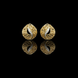 Artisan Filigree Wave Round Moissanite Diamond Stud Earrings with Curved Pave Accent