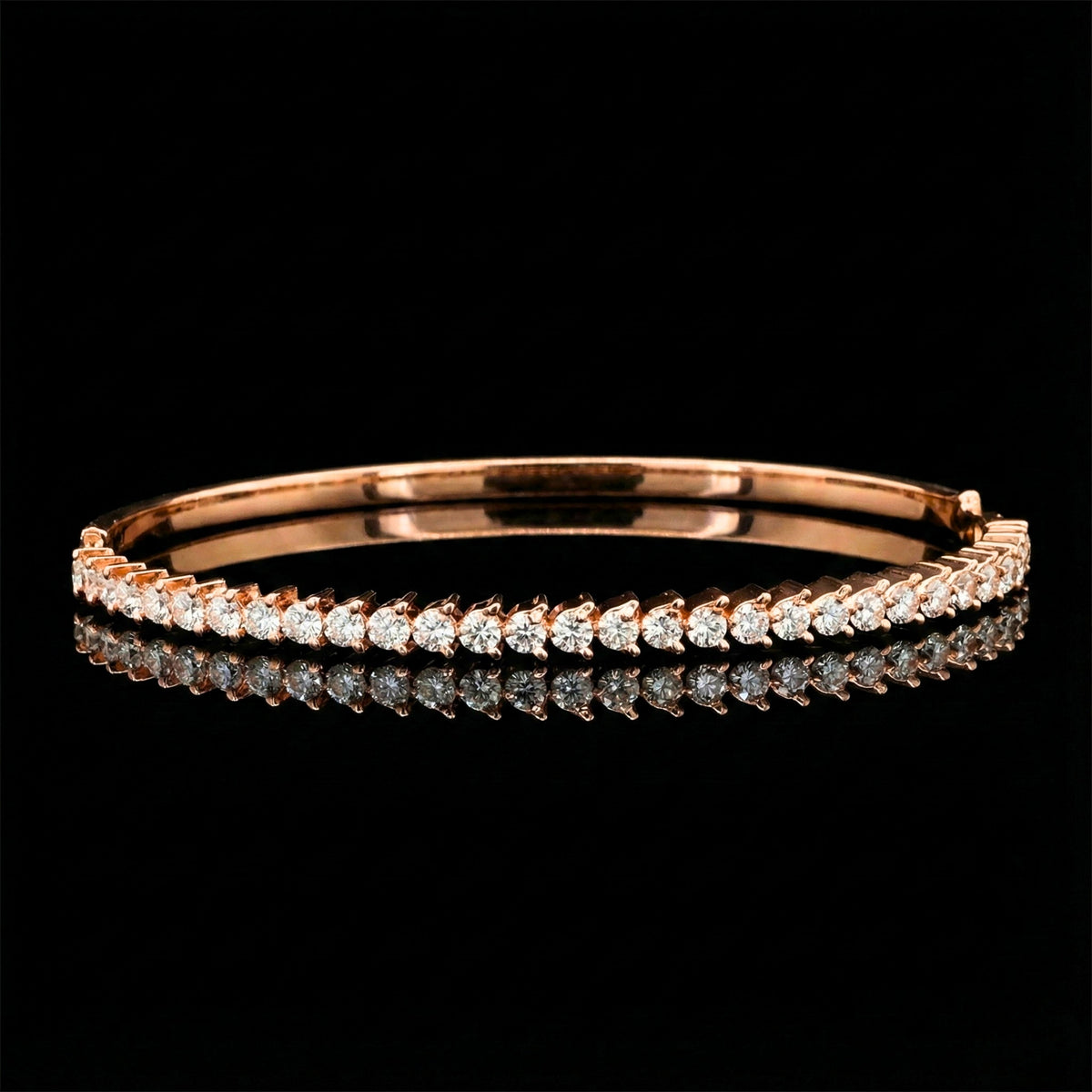 Round Lab Diamond Tennis Bangle Bracelet Prong Setting