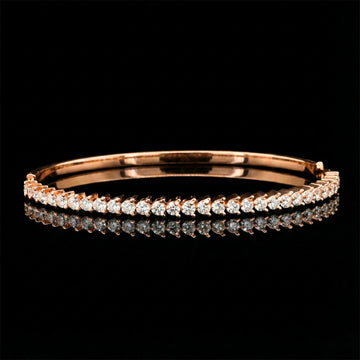 Round Lab Diamond Tennis Bangle Bracelet Prong Setting