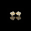 Soft Floral Geometry Petal Curve Round Lab Diamond Stud Earrings