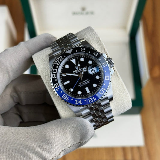 Black Dial GMT Watch with Two-Tone Ceramic Bezel