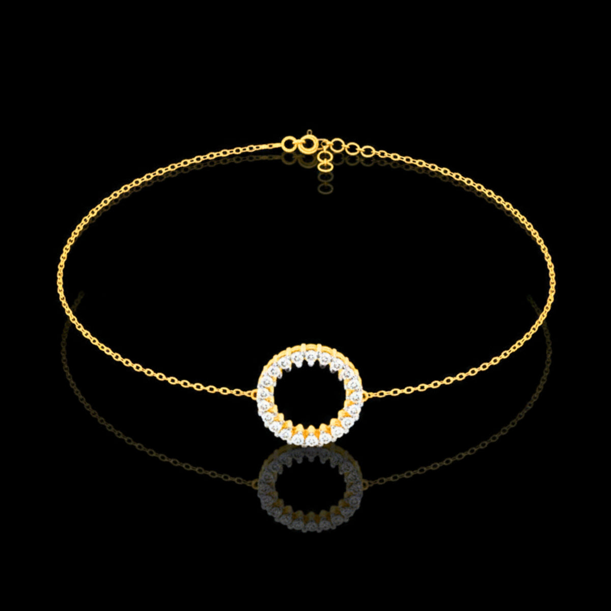 Minimalist Open Circle Round Lab Diamond Bracelet