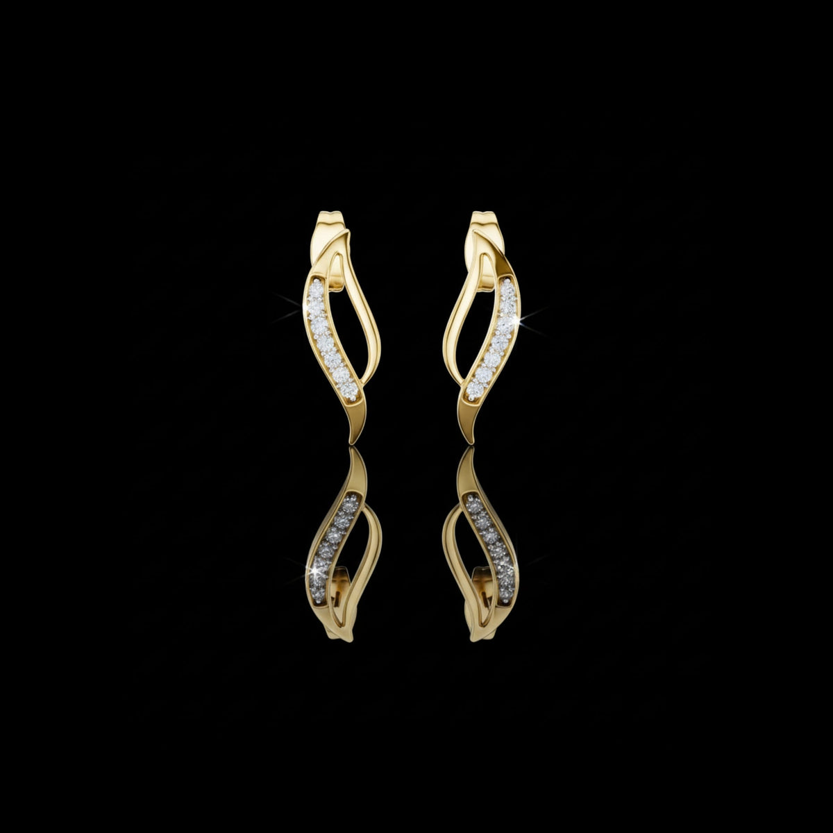 Serenova Curve Round Moissanite Diamond Stud Earrings with Fluid Open Arc Design