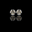 Crescent Round Lab Diamond Studs Accented With Multi Petal Floral Diamond Design
