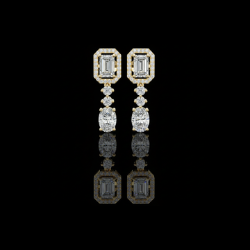 Exquisite Art Deco Inspired Lab Diamond Drop Earrings with Cascading Brilliance