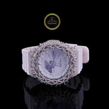 Luxury Custom Moissanite Diamond White Thorn Bezel Timepiece