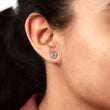 Round Moissanite Diamond Solitaire Stud Earrings - View 6