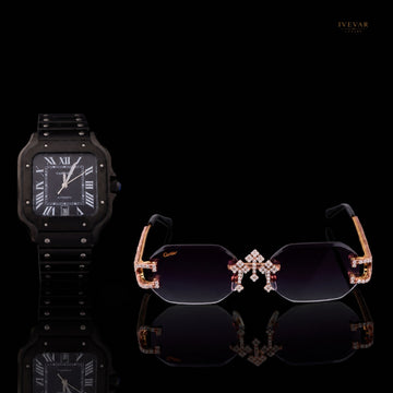 Black Prestige Luxury Watch And Yellow Gold Sunglasses Collection By Ivevar
