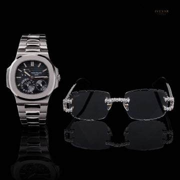 Prestige Collection – Luxury Stainless Steel Watch & Crystal Sunglasses Set