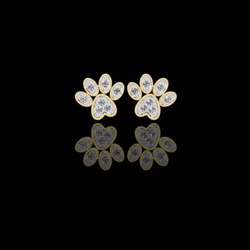 Charming Paw Shaped Earrings with Brilliant Round Moissanite Diamonds Detailing